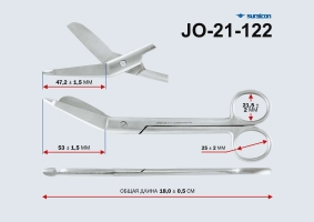 Ножницы для разрезания повязок с пуговкой горизонтально изогнутые 185мм (JO-21-122)_1